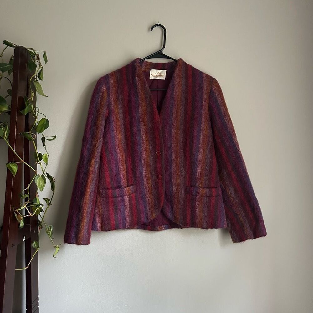 Vintage Abe Schrader Striped Blazer Jewel Tones Unique OOAK Fits size Large